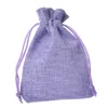 10*15 cm couleurs lin cordon sacs faveur de mariage artisanat bricolage fête de noël cadeau sac (3.9*5.9 pouces) 50 pcs/lot