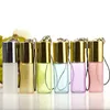 5ML Pendant Pearl Lustre Roll On Bottle Essential Oil Empty Perfume Glass Vials Keychain With Metal Roller Ball LX3763