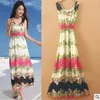 Kleider Women Bohemian Beach Kleid Sommer Blumenboho Blumenkleid Mädchen drucken lange Maxi -Kleider Mode ärmellose Chiffon Badebekleidung 3919