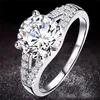 YHAMNI Real Solid Silver Trouwringen voor Dames Inlay Sona 2 Carat CZ Diamond Engagement Ring 925 Sterling Zilveren Fijne Sieraden J29G