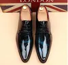 Men's genuine patent leather dress shoes pointed toes lace up printed smart casual red wedding shoes dark blue sliver leopard