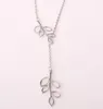 20pcs/lot Fashion Necklace Antique Silver Vintage Hollow Leaves Charms Pendants Chain Necklace 42+5cm