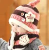 Bonés de bebê de inverno da moda, conjunto de cachecol para meninas, meninos, chapéus de lã, fios infantis, gorro de tricô, gorro quente para as orelhas atacado
