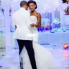 2018 barato sereia africano vestidos de noiva querida tule frisado cristal plissado ruched com envoltório jaqueta vestidos plus size vestidos de noiva
