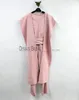 Vestidos de noite rosa de 2018 com faixas de salto com capa com capa sem mangas, cinturões de cristal modernos crepe cristal formal partido baile g4244930