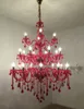 Large Red Crystal Chandelier Lighting in red 3 tiers Big Cristal Lustres Light Fixture BIG Crystal chandeliers for villa Hotel