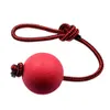 ロープの上の耐久の天然ゴムボール - 完璧な犬の訓練、運動と報酬ツール - 犬のおもちゃ - 赤