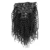 Mongoolse kinky krullend haarclip in 7 stks / set clip in menselijke hair extensions natuurlijke haar clip ins 4b 4c