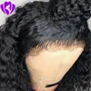 Estoque afro-americano marrom médio Kinky Curly Wig 180% Density Synthetic Lace Front Perucas com cabelo de bebê perucas resistentes ao calor para mulheres negras