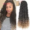 OMBRE COLOR GODDESS LOCS HAIR marley intrecciare i capelli Estensioni Trecce all'uncinetto da 18 pollici Mezza onda Mezza riccia Boemia per donna 6045373