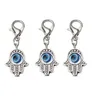 100Pcs Hamsa Hand Blue EVIL EYE Kabbalah Luck Charms lobster Clasp Dangle Charms For Jewelry Making findings