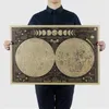 Moon Eclipse Process Wall Sticker Retro Paper Earth Moon World Map Poster Wall Chart Home Decoration5073976