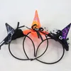 Mujeres Niñas Moda Bruja Sombrero Diadema Sombreros de fiesta Halloween Encaje negro Banda para el cabello Danc