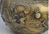 10 "Old China Palace Bronze Phoenix Ptak Dragon Graj Koralik Statua Jar Tanks Crock