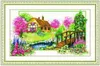 11CT 바느질 작업 100 % 인쇄 미완성 크로스 스티치 스티치 패턴 유형 세트 자수 키트 - 4 Seasons Cottages