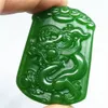 Doğal Yeşil Yeşim Kolye Kolye Muska Şanslı Ejderha Çin Zodyak Koleksiyonu Yaz Süsler Doğal Taş El Gravür