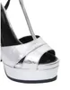 Silver Mirrored-Leather High Heels Kvinnor Sandaler Sommar Block Heels Kvinnor Plattform Skor Peep Toe T-Strap Kvinnor Pumpar