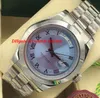Luxe horloges II platina 41mm ijsblauw concentrisch Romeinse dial 218206 Automatische modemerk herenhorloge polshorloge