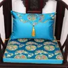 Custom Vintage Luxury Thick 4cm Sofa Seat Pad Armchair Elbowchair Dining Chair Cushion Decor Chinese Silk Brocade Non-slip Sit Mat Lumbar Pillow