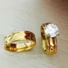 Stor CZ Zirkon guldfylld Real Love Par Ring Vigselringar Förlovningspar Ringar för män kvinnor