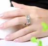 Ny Fashion Wedding Ring Four-Claw Micro Inlay Zircon Par Ring Mode Anti-Real Diamond Ring Trade Smycken Partihandel