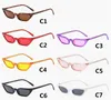 Ostre kocie oko damskie okulary przeciwsłoneczne wąska ramka kobieta okulary przeciwsłoneczne UV400 plastikowe cukierkowe kolory obręczy i soczewki zawias metalowy dobrej jakości