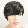 Celebrity Cheap Pixie Cut Umano Peruviano Nessuno Parrucca Glueless in pizzo Parrucca molto corta Nero naturale Micah gianneli Capelli per il nero W4267370