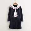 Anime traje vestido de cosplay Manga Longa Coréia Do Japonês Meninas Uniformes Escolares Da Escola Terno Campus Feminino Estilo Naval Estilo Universitário Uniformes Marinheiro