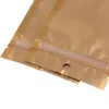 100pcs multi formati richiudibile / oro / argento mylar zip serratura con serratura con zip sacchetto del pacchetto di cibi sacchetto di imballaggio del coccole del caffè con il foro della mano
