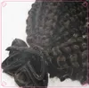 100G afroamerikanisches reines mongolisches Menschenhaar 4a/4b/4c Afro verworrene lockige Clip-in-Haarverlängerungen für schwarze Frauen