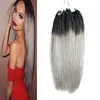 Micro Loop Ombre Silver Grå Hårförlängningar 100g 1g / Stativ Micro Hair Extensions Rak Mikrolänk Mänskliga hårförlängningar