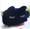 Hot make-up cosmetische tassen gevallen draagbare cartoon kat munt opbergkoffer reizen make-up flanel pouch cosmetische tas gratis verzending