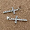 50PCS / 1 LOTS 30X15mm Clear Rhinestone Cross Charm Pendants för smycken som gör armband Halsband