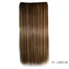 Extensions de cheveux synthétiques lisses et lisses, 24 pouces, cinq clips multicolores, résistants à la chaleur, 5121743