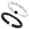 8mm Matt Black Abrasive Beaded Strands Bracelet Natural White Turquoise Stone Beads Couple Bracelets Factory Direct Jewelry