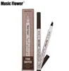 Music Flower Liquid Eyebrow Pen Enhancer Four Head sourcil Enhancer Étanche 3 Couleurs châtain gris foncé Maquillage DHL livraison gratuite