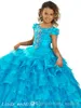 New Arrival Blue Pink White Girls Pageant Dress Princess Beaded Ruffles Party Cupcake Prom Dress For Short Girl Pretty Dress For Little Kid