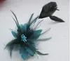 Chiffon Rose Fabric Flower Wedding Corsage Pin Brooch With Feather Wrist Flowers Clothing Accsseries hair Accsseries