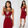 Robes de soirée d'été Europe Russie Tendance Femmes super star marque rouge violet patchwork dentelle brillante sans manches fête serré taille haute élastique