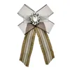 Vintage Fabric crystal Bow Brooches For Women Neck Tie Pins Party Wedding Jewelry Retro Large Ribbon Brooch Clothing Accessories