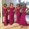 Deep Fuchsia Wedding Guest Dresses South African Sweetheart Neck Cap Sleeve Mermaid Prom Dress 2018 Sexy Plus Size Bridesmaid Dresses