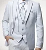 Groom Wear Ivory One Button Groomsmen Notch Lape Groom Tuxedos Men Suits Wedding/Prom/Dinner Best Man Blazer(Jacket+Pants+Tie+Vest)