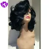 parte lateral Glueless Bob Wig brasileiro ondulado curto rendas frente Wigs cabelo calor sintética resistente Para Negras Pré arrancado com o cabelo do bebê