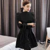 Spring New korean fashion Women's stand collar long sleeve puff sleeve embroidery lace patchwork chiffon OL blouse shirt3056