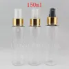 150 ml x 50 kwaliteit lege spuitpomp plastic transparante huisdier flessen voor cosmetisch pakket, fles voor parfum toilet water