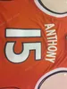 College 15 Camerlo Anthony Jersey Men Syracuse Orange Basketball Jerseys Anthony Sport broderi svart vit gratis frakt