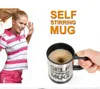 Lazy Self Stirring Mugg Automatisk Kaffe Te Mixing Cup med lock Rostfritt Stål 350 ml Kreativa Drinkware Milk Cups