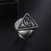 Lujoyce Punk Illuminati Pyramid Eye Ring Mens Oro Argento Colore Titanio Anelli a triangolo in acciaio inossidabile per uomo Gioielli Hip Hop