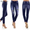 KANCOOLD Jeans Damen Herbst elastische geschredderte Leopardenmuster gespleißte Jeans Denim Plus Hosen Hosen Frau 2018Oct26