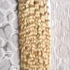 100g buntar brasilianska kinky curly buntar mänskligt hår brasilianska hårväv buntar 613 blek blondin non remy hårförlängning 1pc